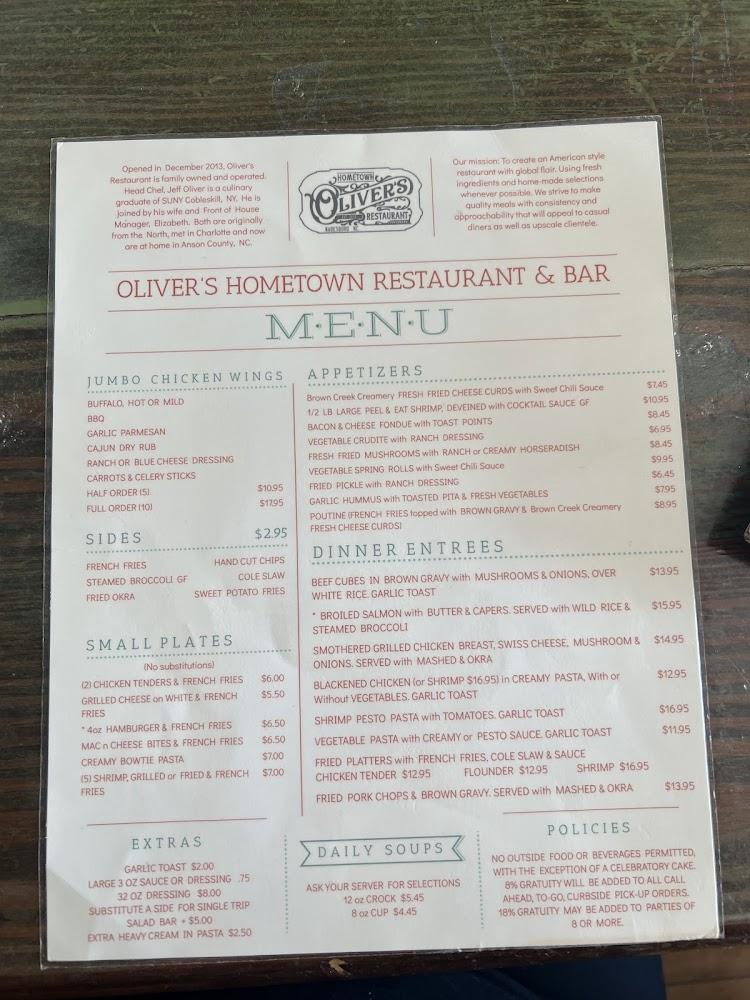 Oliver's Restaurant Menu image 3